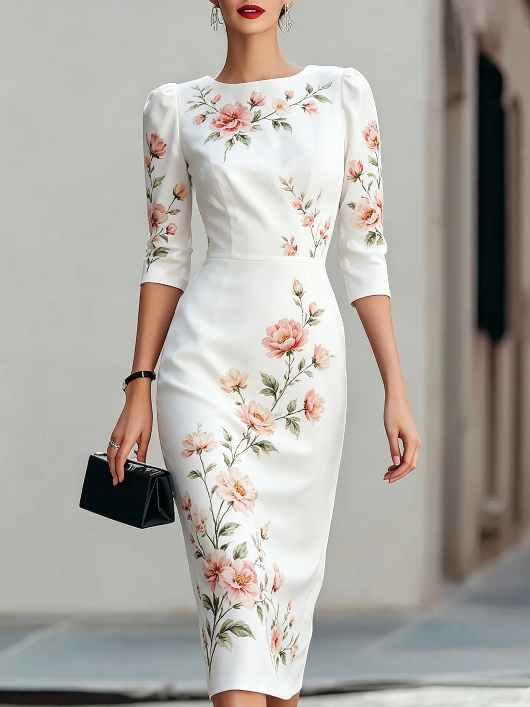 Vestido Camila – Vestido Midi Floral Elegante para Mujer.
