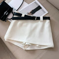 Black White Office Lady Suit Skirts Sexy Tight Shorts Package Hip Skirt Ladies Korean Fashion All-Match with Belt A-Line Skirts