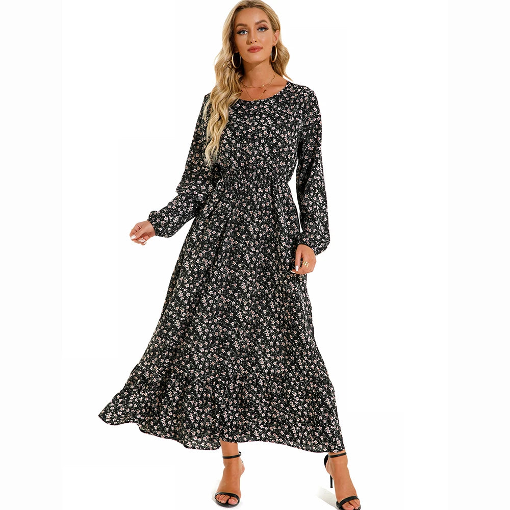 Vestido Isabella – Vestido Maxi Bohemio Floral de Manga Larga.