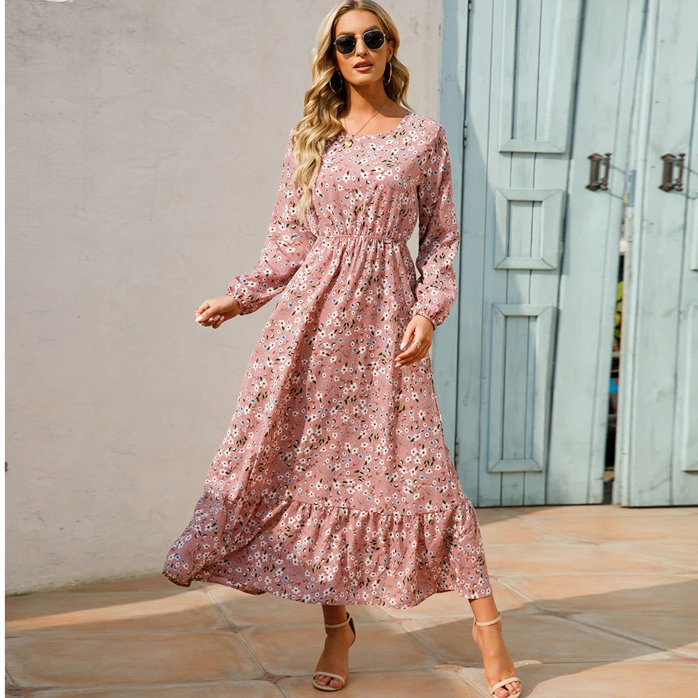 Vestido Isabella – Vestido Maxi Bohemio Floral de Manga Larga.