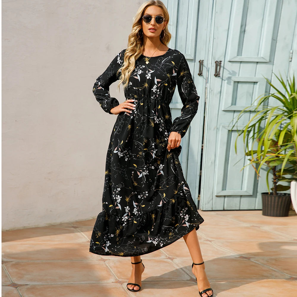 Vestido Isabella – Vestido Maxi Bohemio Floral de Manga Larga.