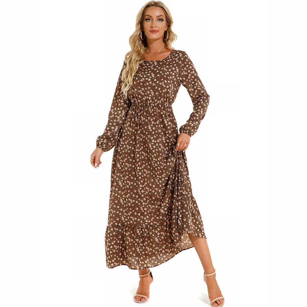 Vestido Isabella – Vestido Maxi Bohemio Floral de Manga Larga.