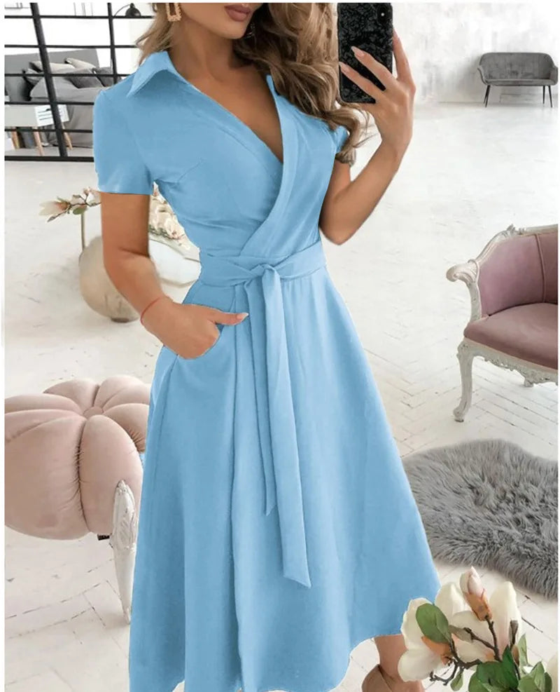 Vestido Camila – Vestido Elegante sin Mangas con Cinturón para Mujer.