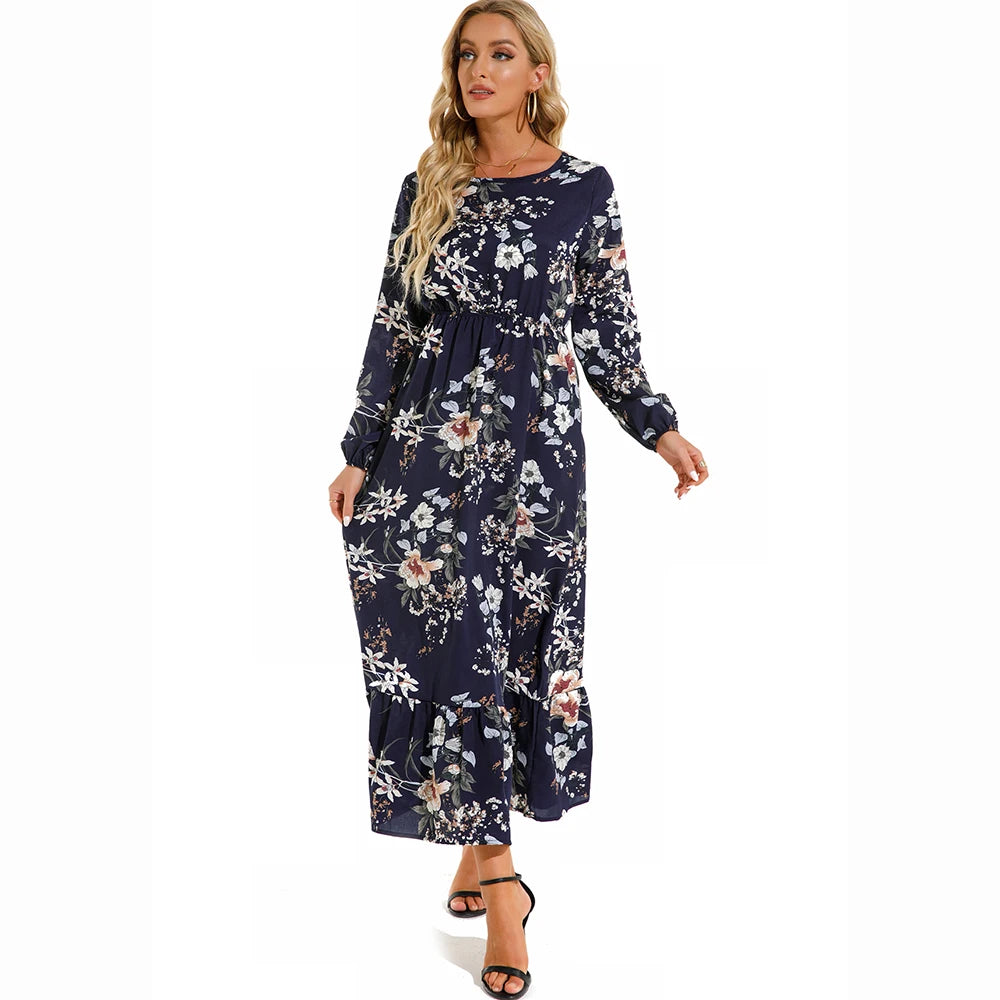 Vestido Isabella – Vestido Maxi Bohemio Floral de Manga Larga.