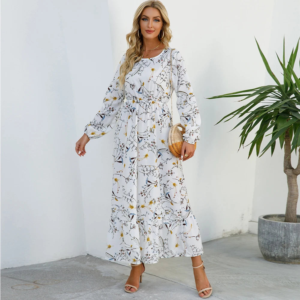 Vestido Isabella – Vestido Maxi Bohemio Floral de Manga Larga.