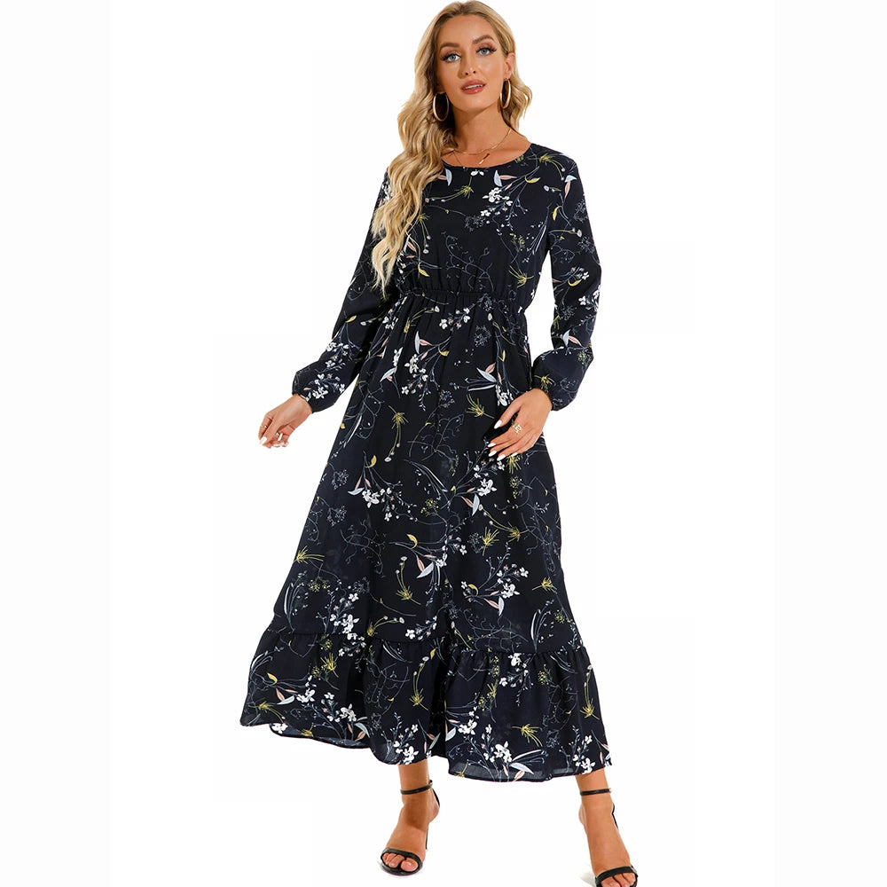 Vestido Isabella – Vestido Maxi Bohemio Floral de Manga Larga.
